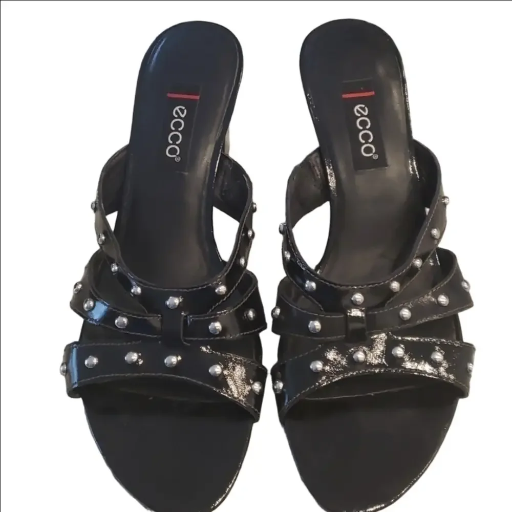 Ecco slide sandal style Osaka Black Patent